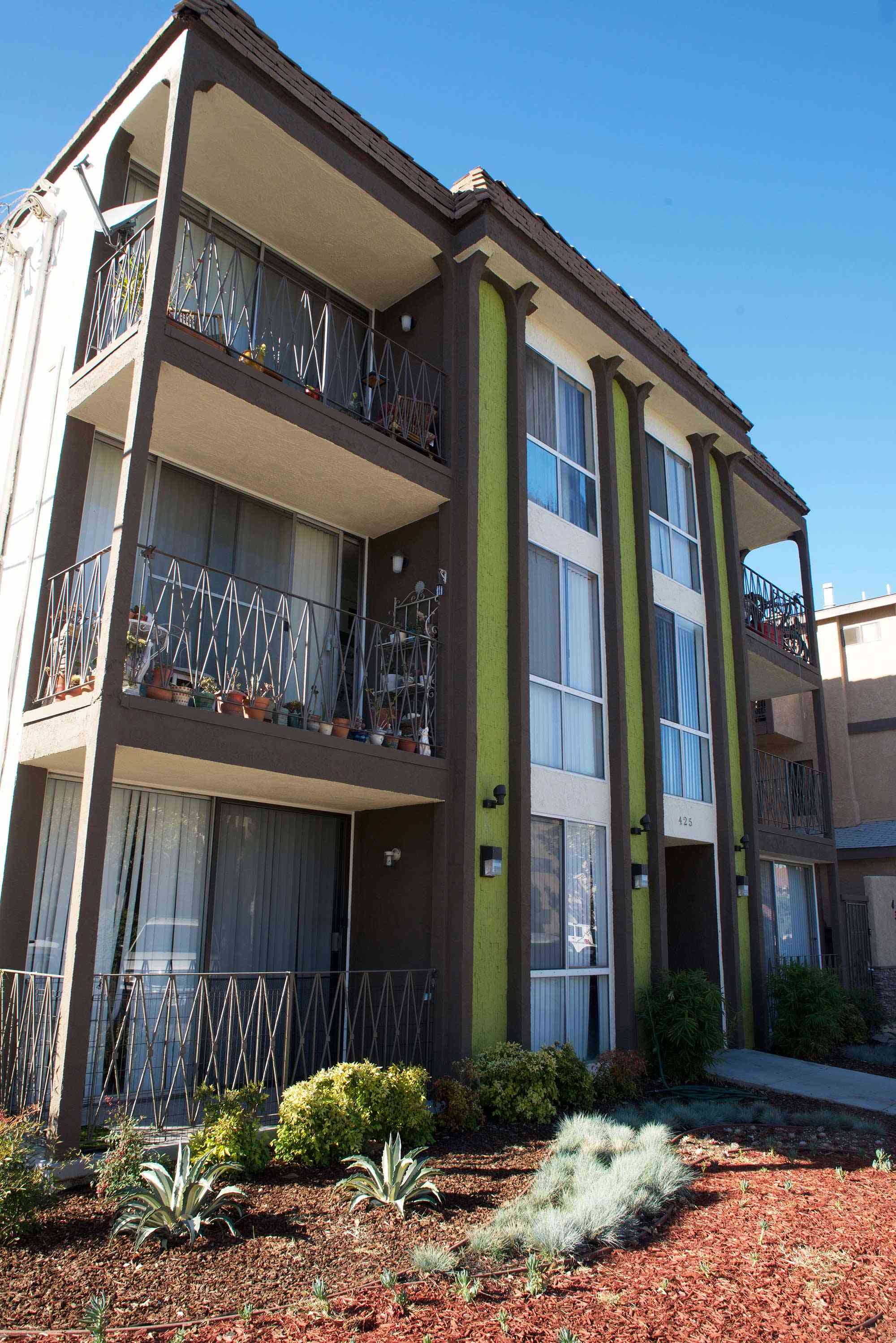 lime on 4th apartments exterior building facade with private balconies