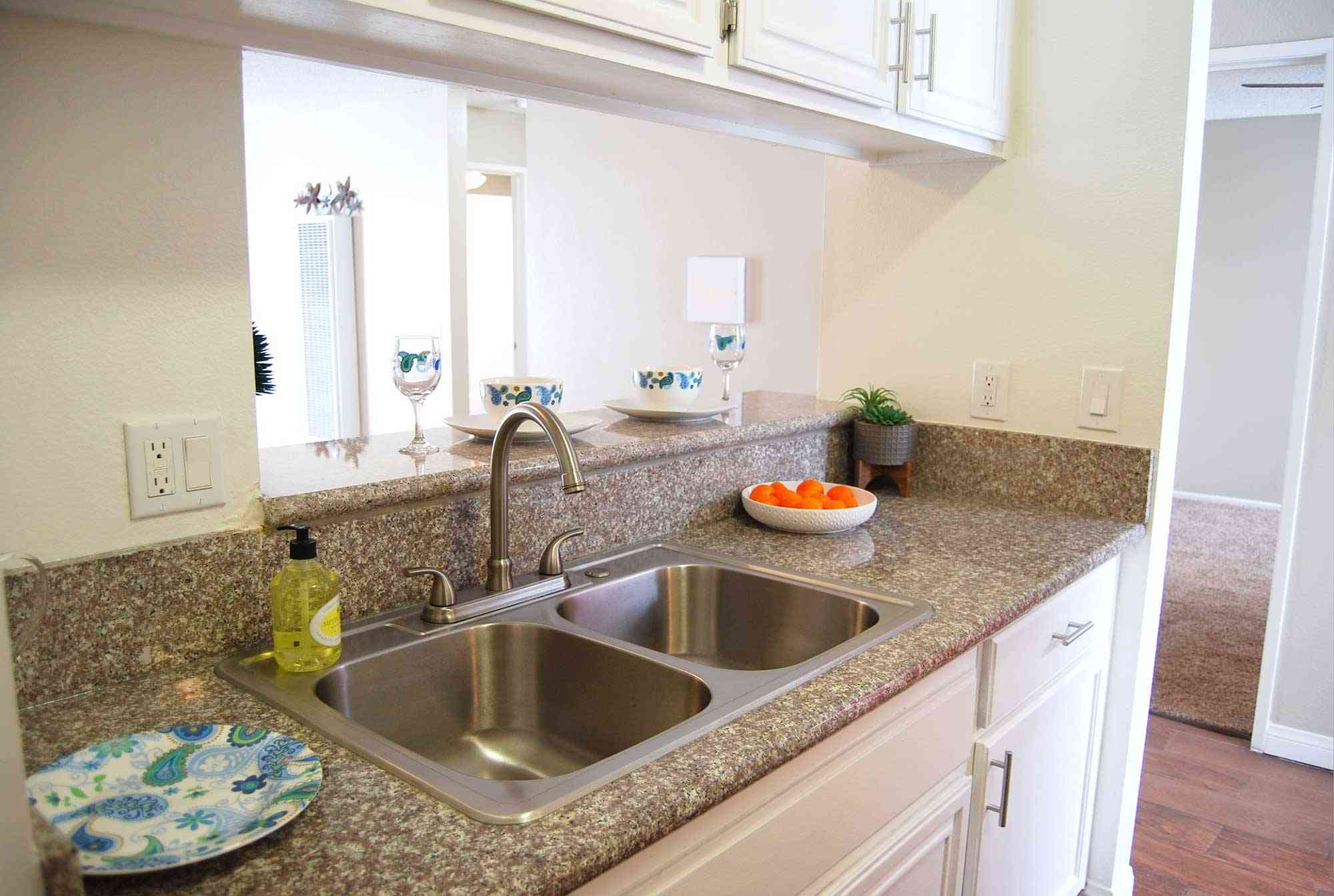 elm court apartments granite breakfast bar and double basin sink