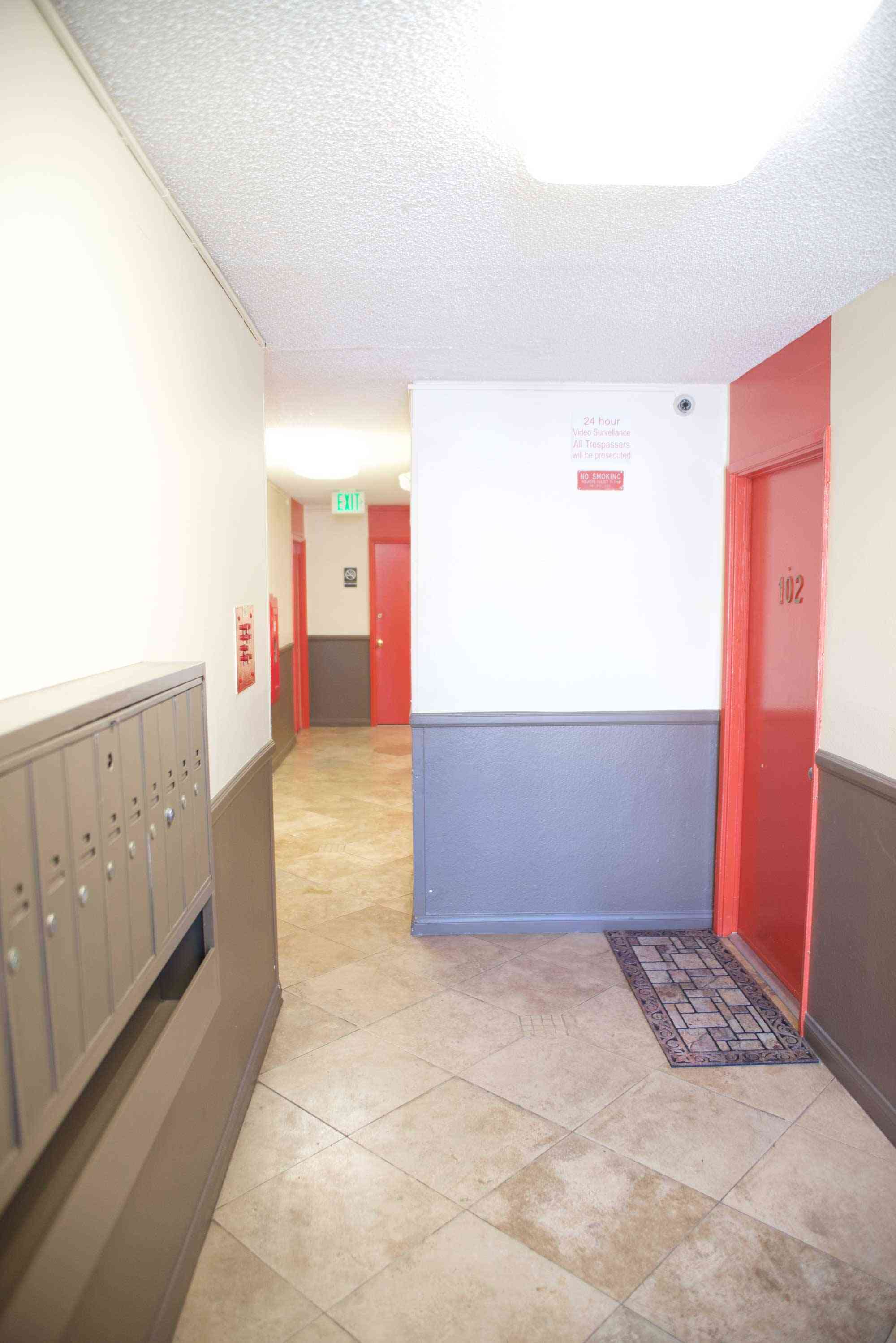 lime on 4th apartments interior common corridor with resident mailboxes