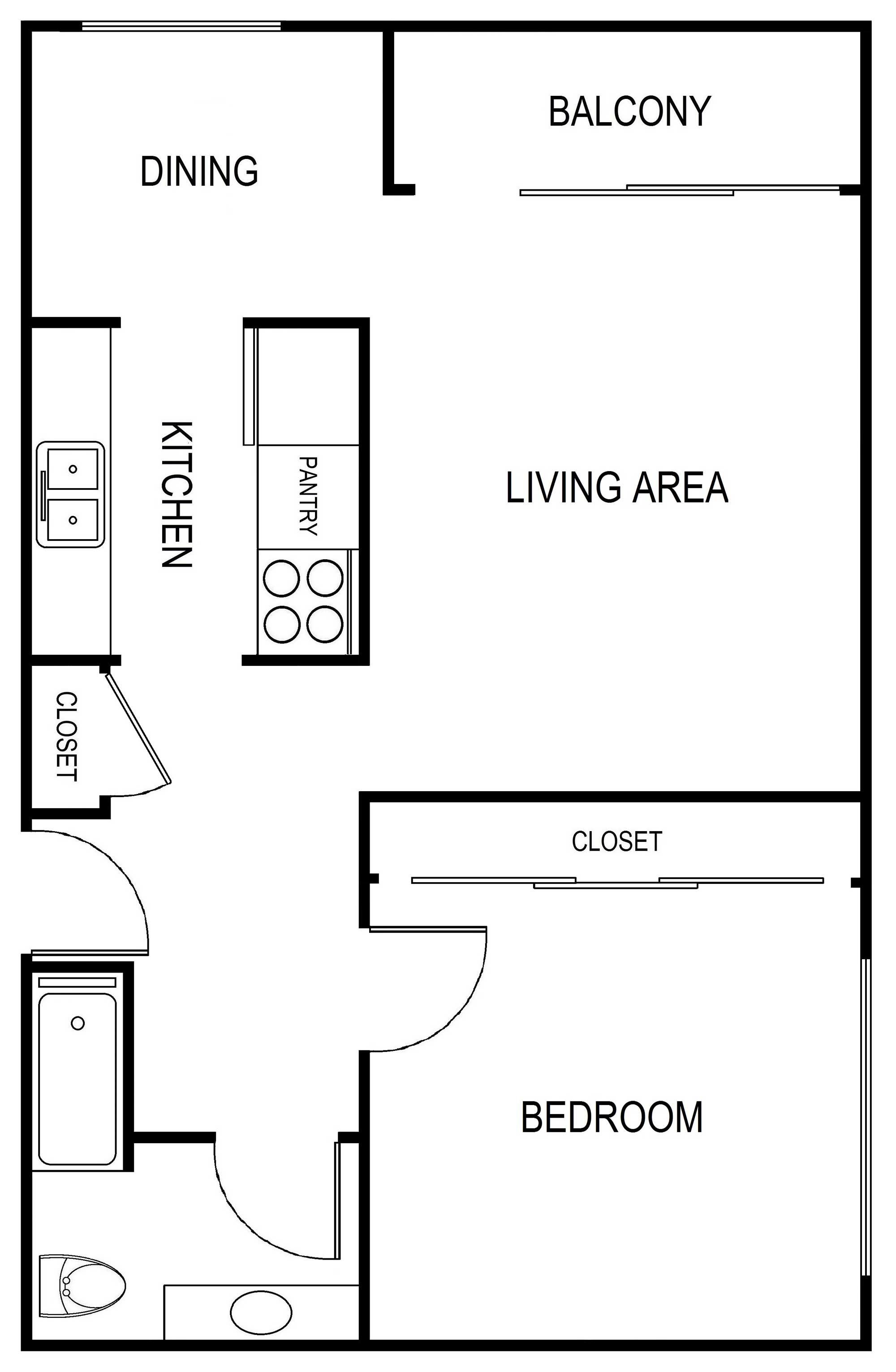 Lime on 4th 1 Bedroom 1 Bath Plan A Floorplan