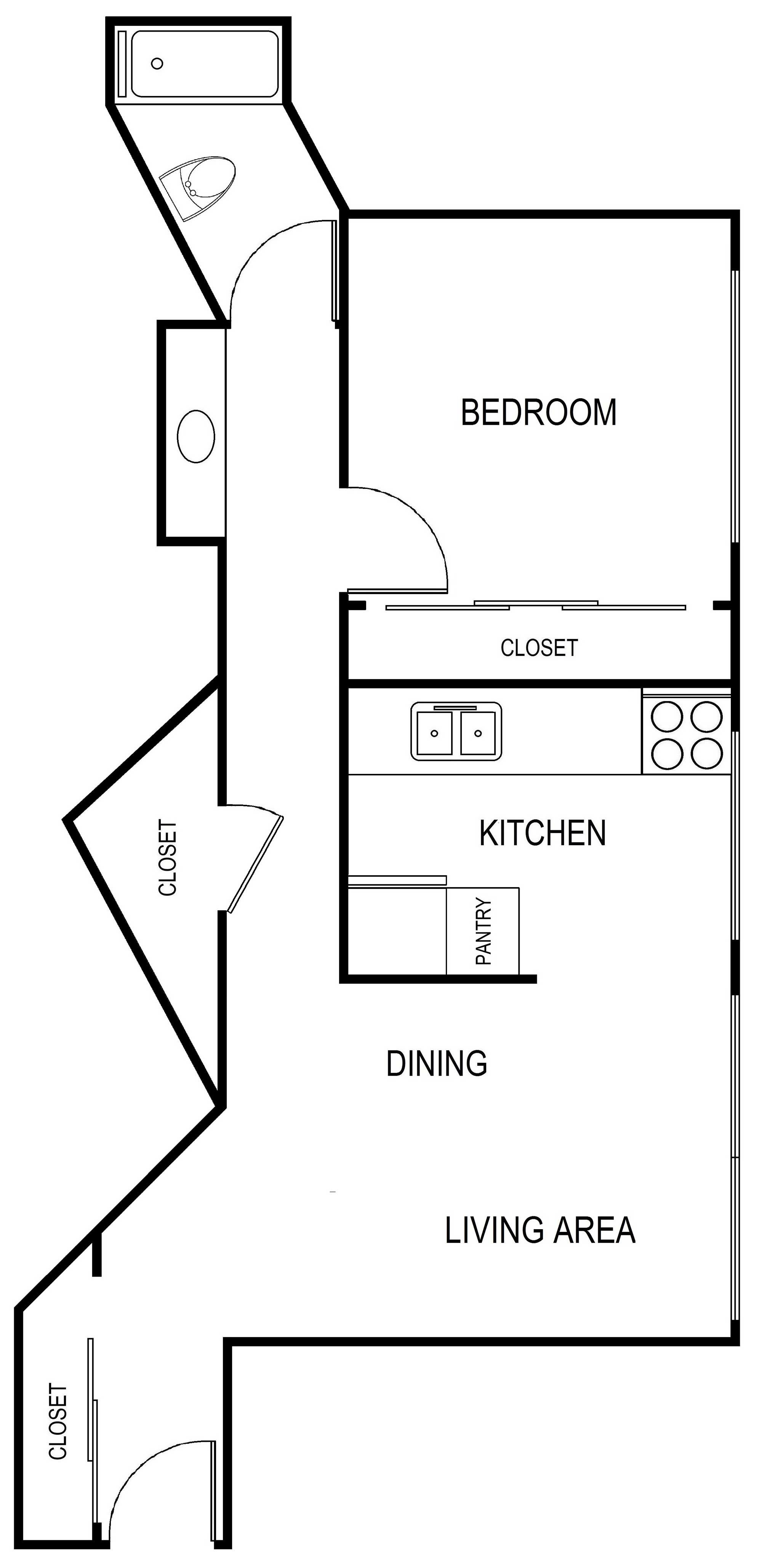 Lime on 4th 1 Bedroom 1 Bath Plan B Floorplan