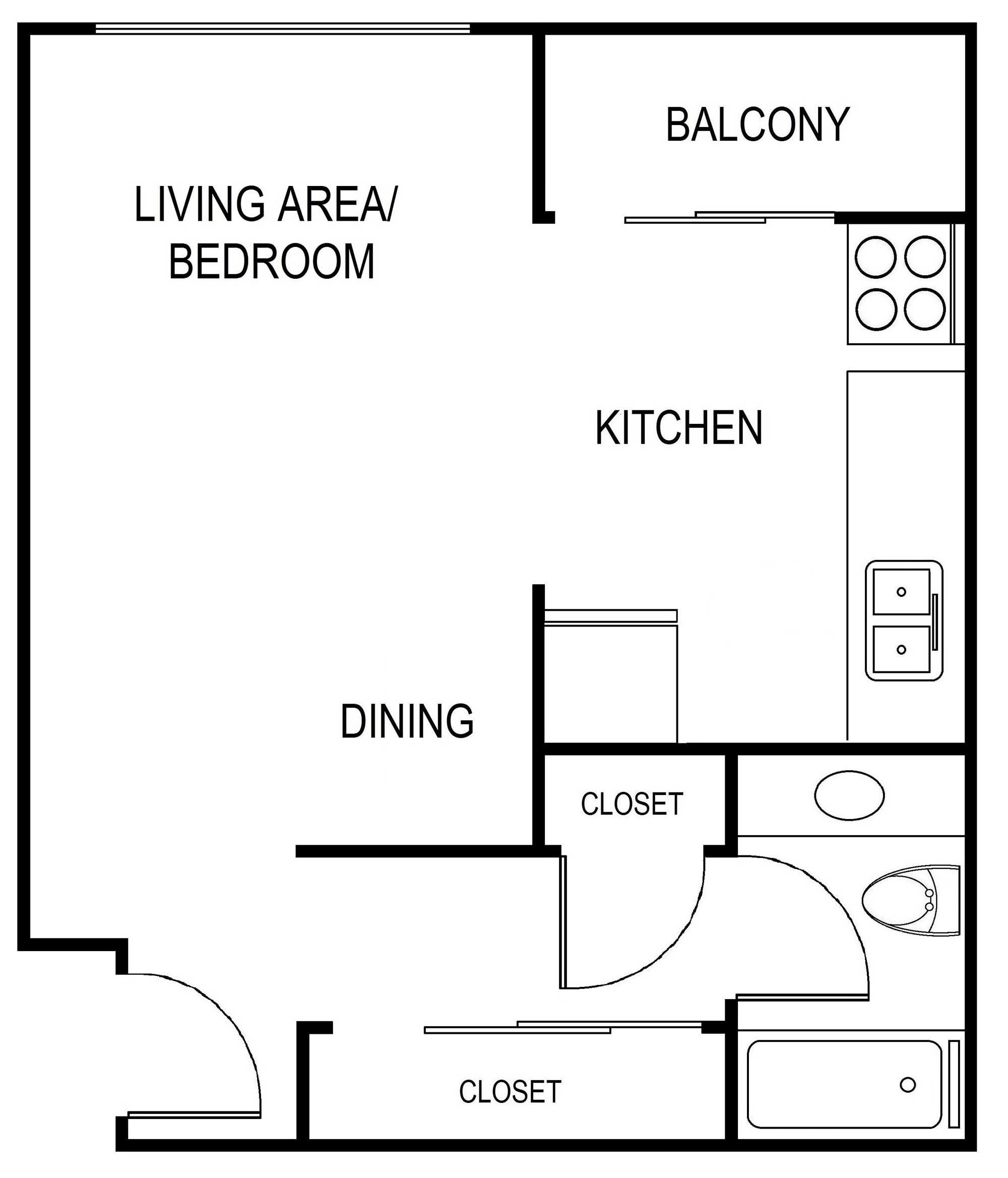 Lime on 4th Studio Plan B Floorplan