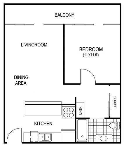1 bedroom floor plan layout